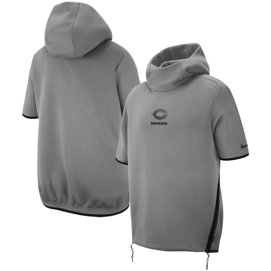 Chicago Bears Nike Sideline Repel Short Sleeve Pullover Hoodie - Gray