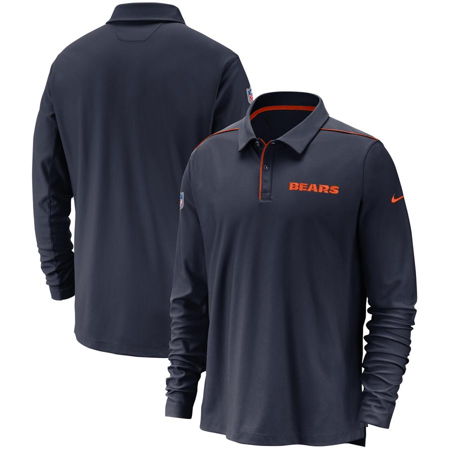 Chicago Bears Nike Sideline Performance Team Issue UV Long Sleeve Polo - Navy