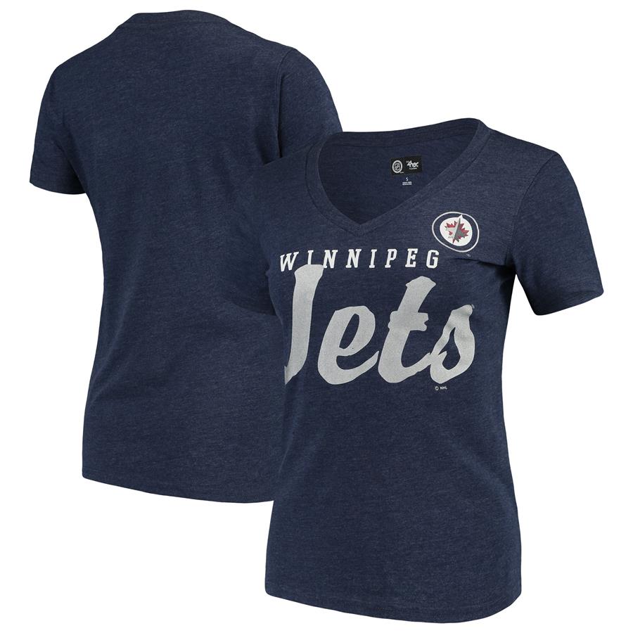Winnipeg Jets G-III 4Her by Carl Banks Women's Game Day V-Neck T-Shirt - Heathered Navy