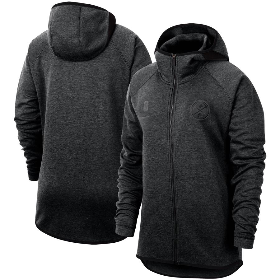 Denver Nuggets Nike Women's Full-Zip Showtime Raglan Performance Hoodie - Heather Black