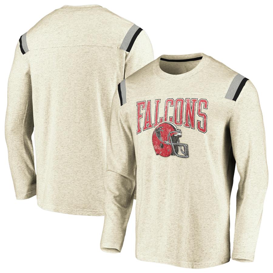 Atlanta Falcons NFL Pro Line by Fanatics Branded True Classics Helmet Arch Long Sleeve T-Shirt - Cream