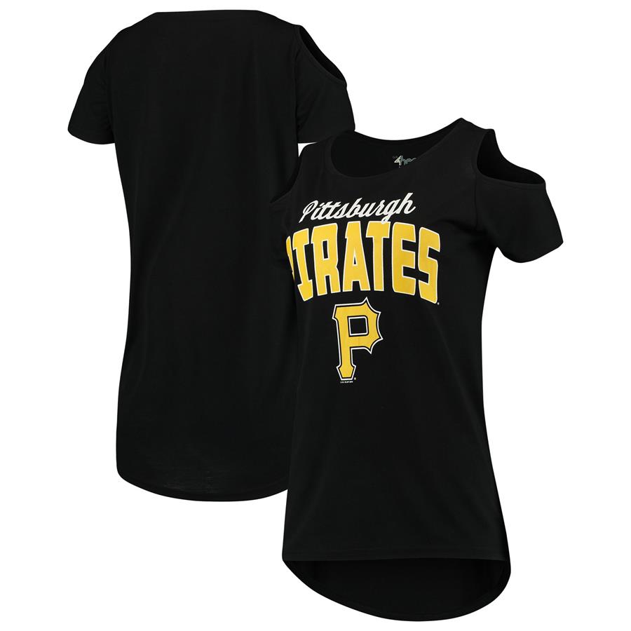 Pittsburgh Pirates G-III 4Her by Carl Banks Women's Clear the Bases Cold Shoulder T-Shirt - Black