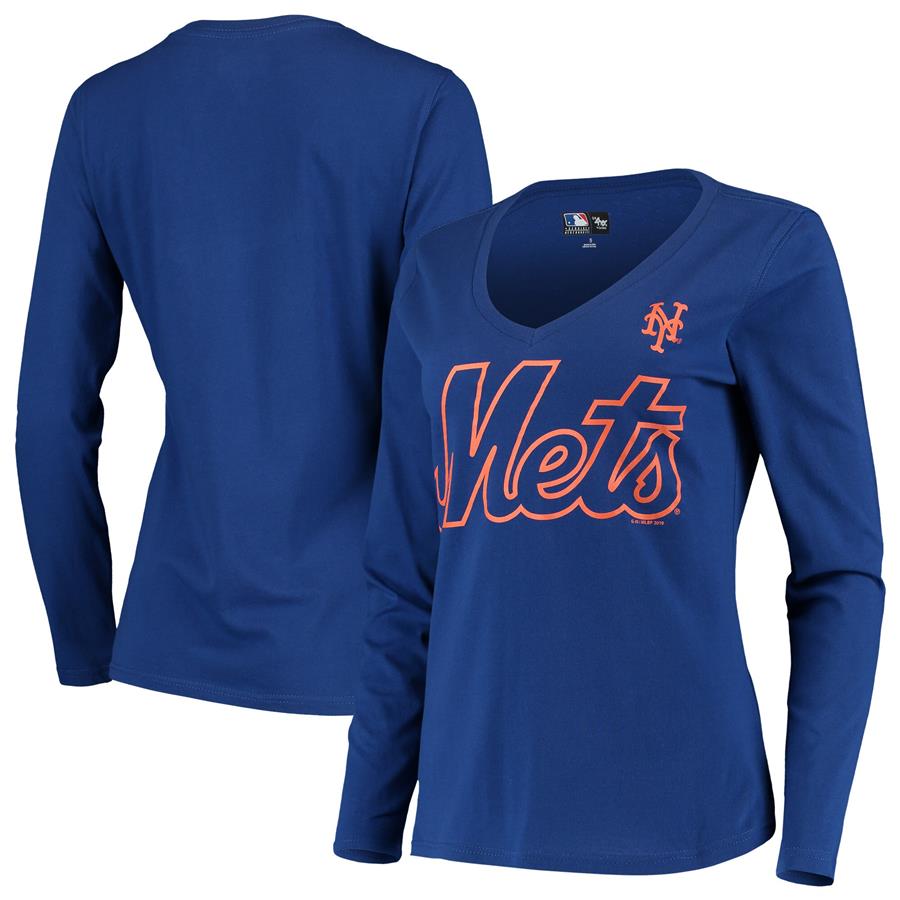 New York Mets G-III 4Her by Carl Banks Women's Post Season Long Sleeve T-Shirt - Royal