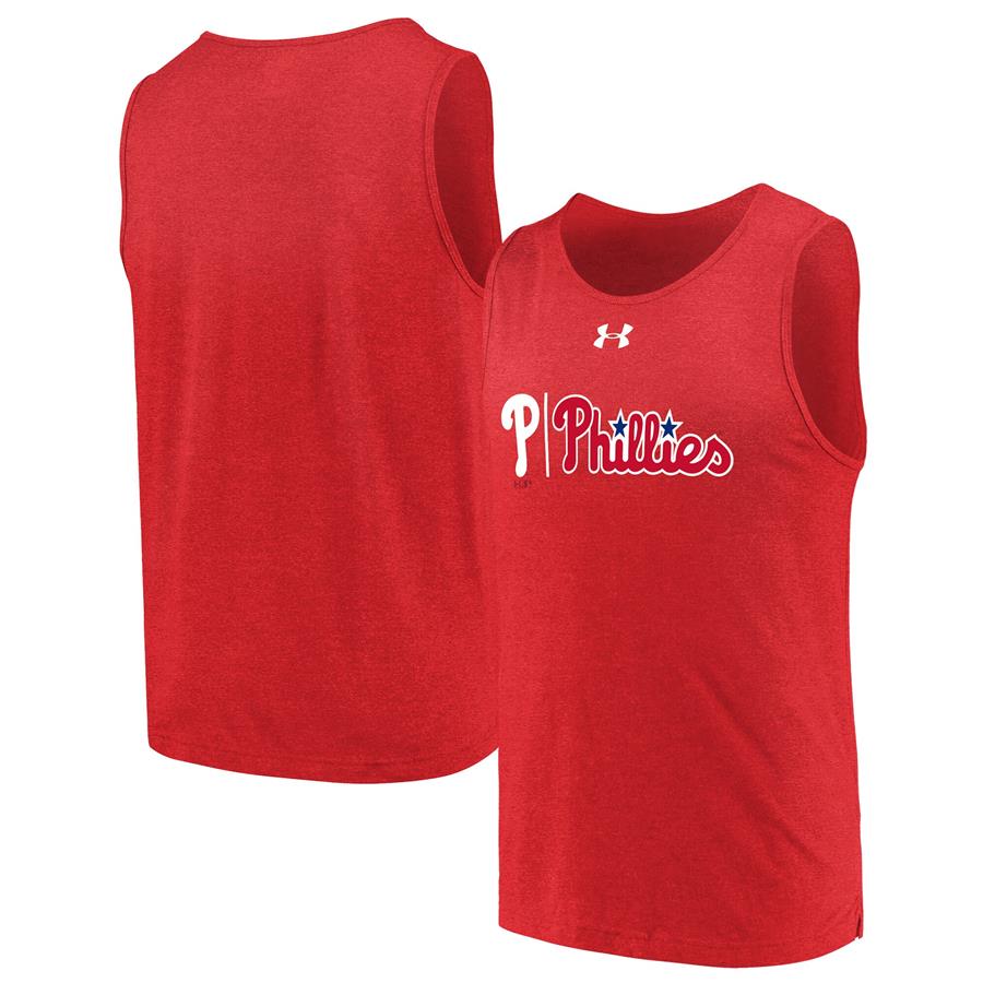 Philadelphia Phillies Under Armour Dual Logo Performance Tri-Blend Tank Top - Red