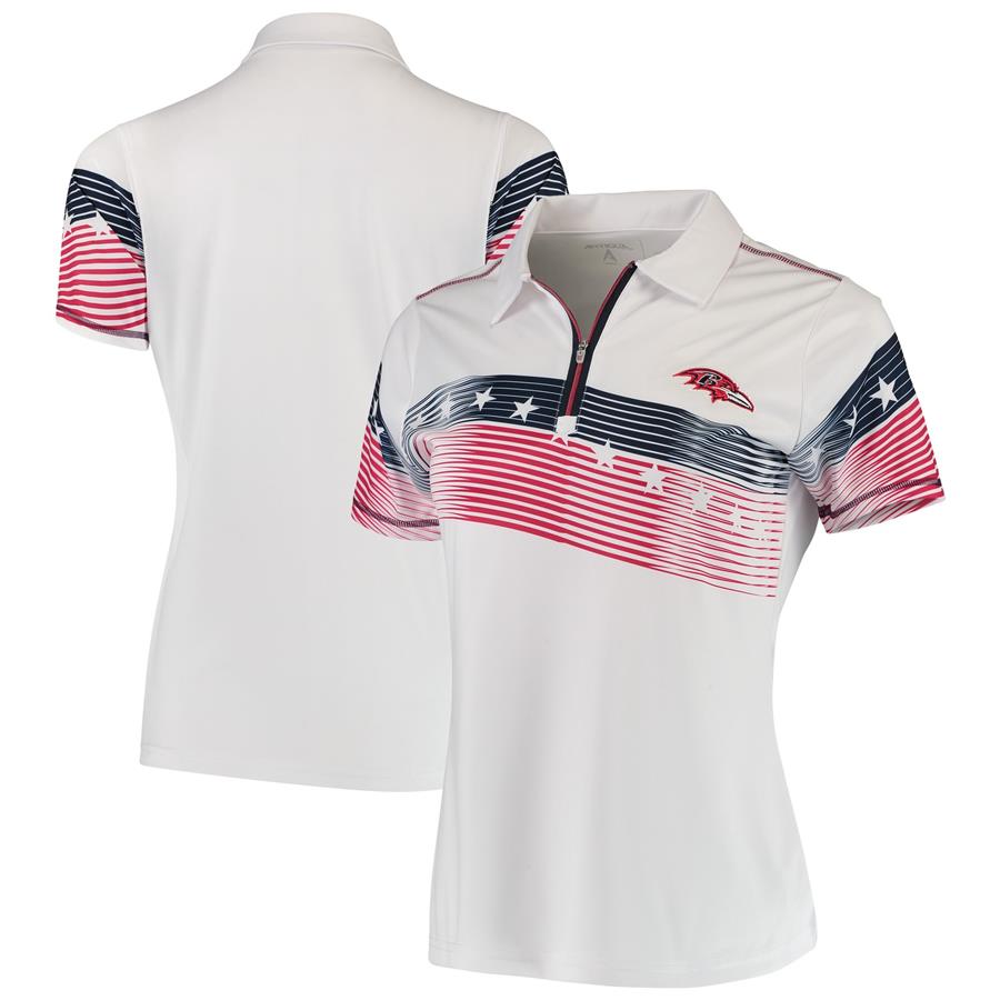 Baltimore Ravens Antigua Women's Patriot Quarter-Zip Polo - White
