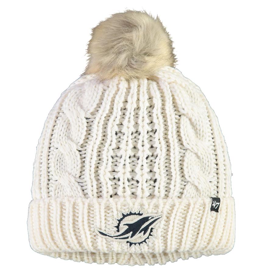 Miami Dolphins '47 Women's Meeko Cuffed Knit Hat With Pom - Cream