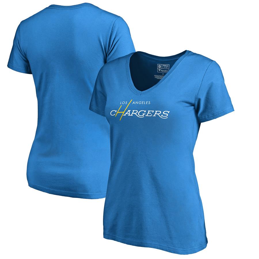 Женская футболка с V-вырезом Los Angeles Chargers NFL Pro Line by Fanatics Branded Multi Color Vintage Logo (голубой)