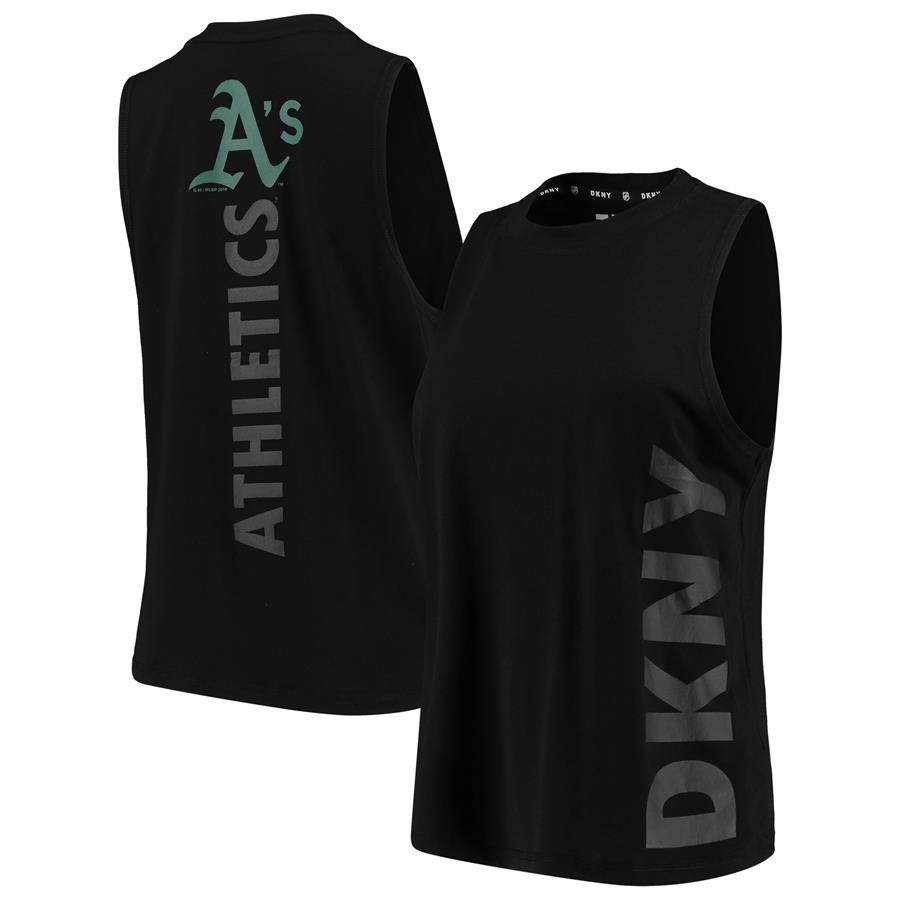 Oakland Athletics DKNY Sport Women's The Olivia Tri-Blend Tank Top - Black