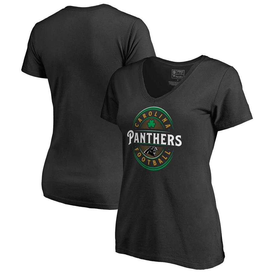 Carolina Panthers NFL Pro Line by Fanatics Branded Women's Forever Lucky V-Neck T-Shirt - Black