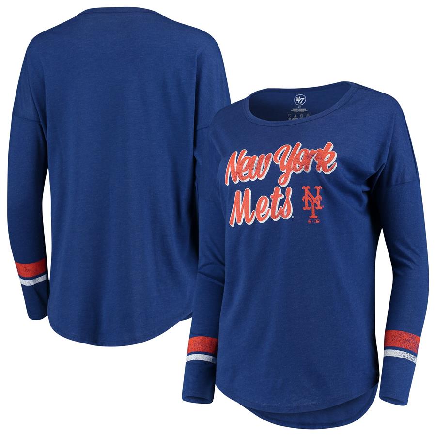 New York Mets '47 Women's Club Courtside Stripe Long Sleeve T-Shirt - Royal