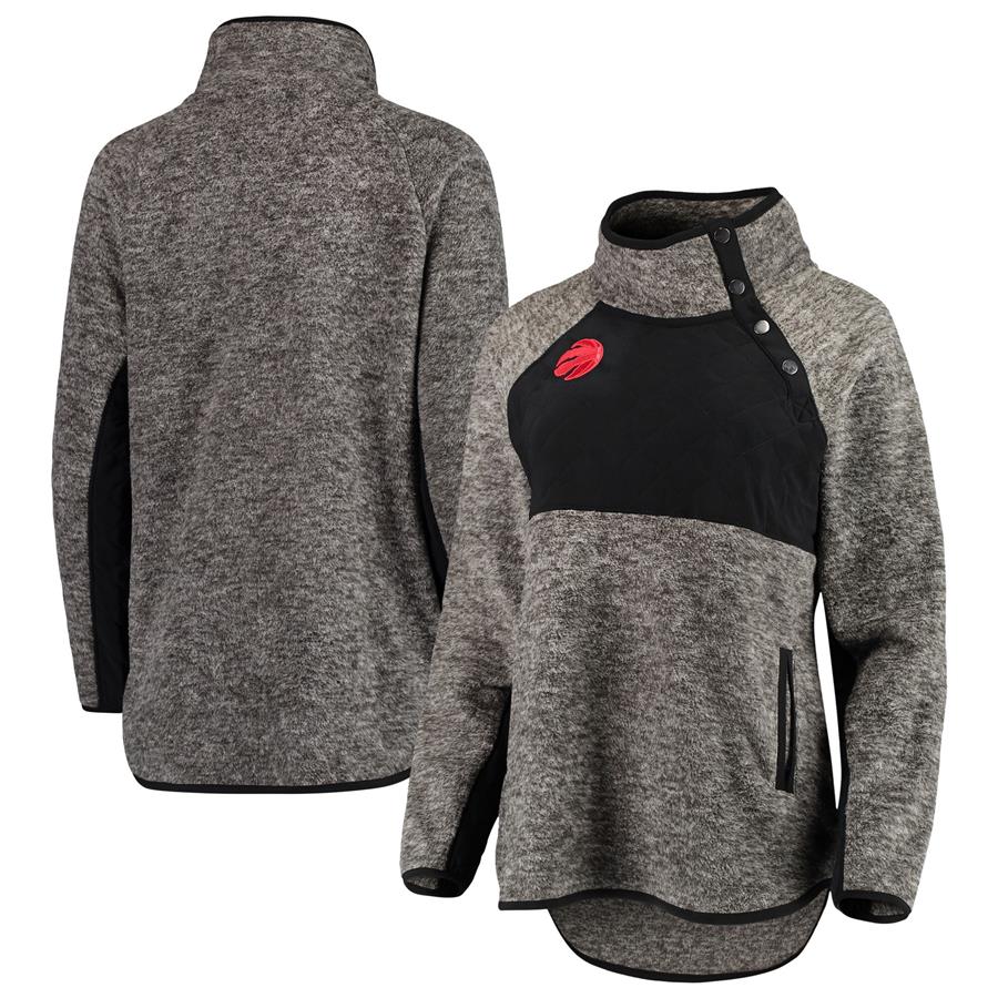 Toronto Raptors Women's Sidenote Quilted Snap-Up Pullover Jacket - Black