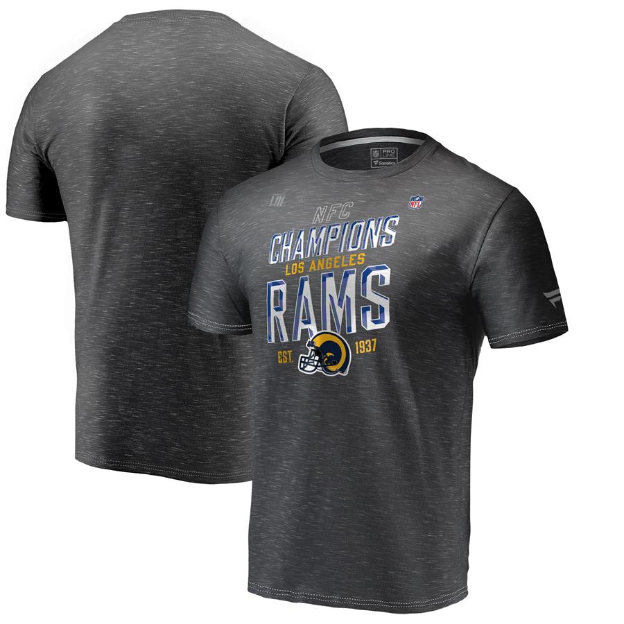Los Angeles Rams NFL Pro Line by Fanatics Branded 2018 NFC Champions Trophy Collection Locker Room T-Shirt - Heather Charcoal