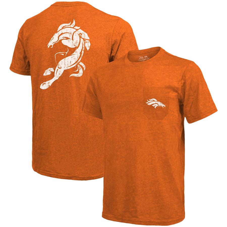 Denver Broncos Majestic Threads Tri-Blend Pocket T-Shirt - Orange