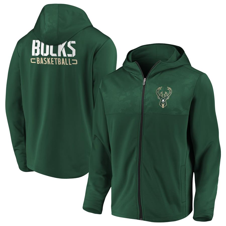 Milwaukee Bucks Fanatics Branded Iconic Defender Mission Performance Primary Logo Full-Zip Hoodie - Hunter Green
