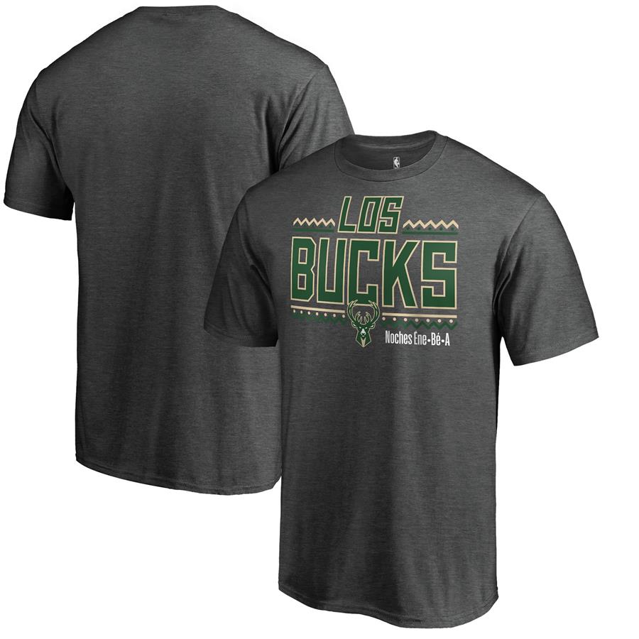 Milwaukee Bucks Fanatics Branded Noches Ene-Be-A Wordmark T-Shirt - Heather Gray