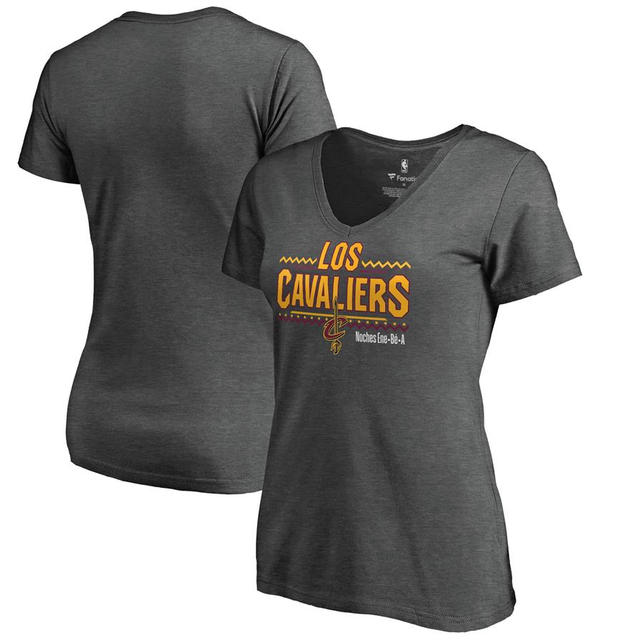 Cleveland Cavaliers Fanatics Branded Women's Noches Ene-Be-A V-Neck T-Shirt - Heather Gray
