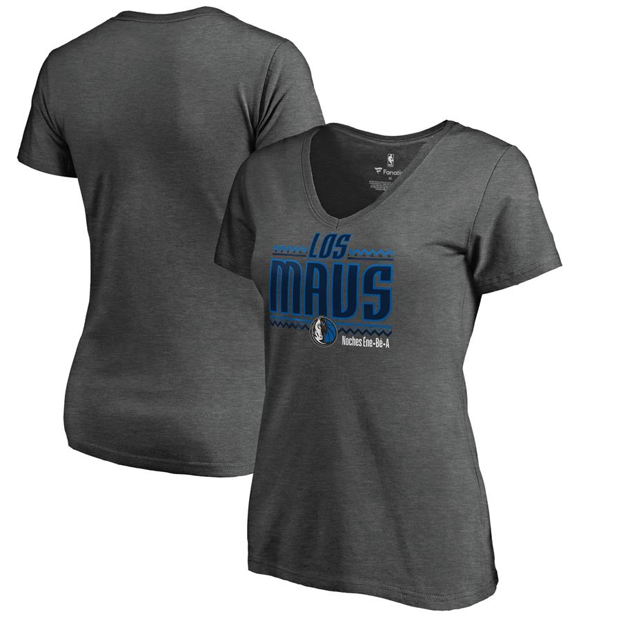 Dallas Mavericks Fanatics Branded Women's Noches Ene-Be-A V-Neck T-Shirt - Heather Gray