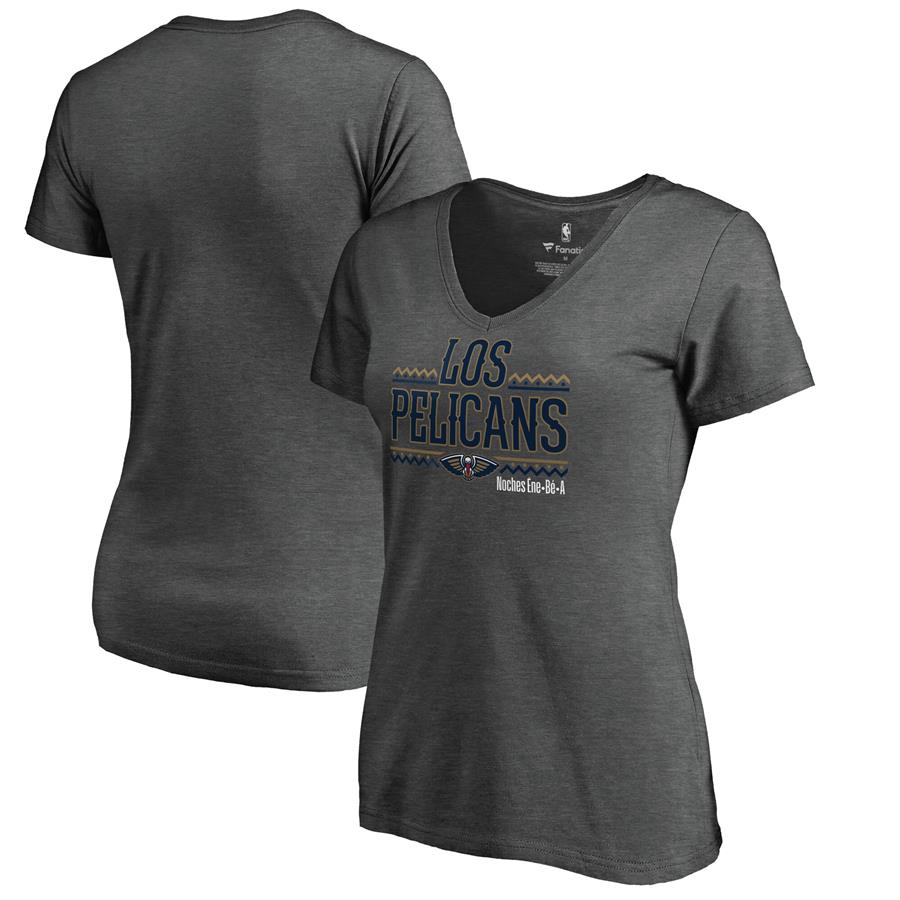 New Orleans Pelicans Fanatics Branded Women's Noches Ene-Be-A V-Neck T-Shirt - Heather Gray