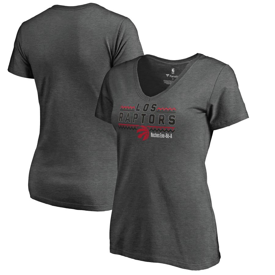 Toronto Raptors Fanatics Branded Women's Noches Ene-Be-A V-Neck T-Shirt - Heather Gray