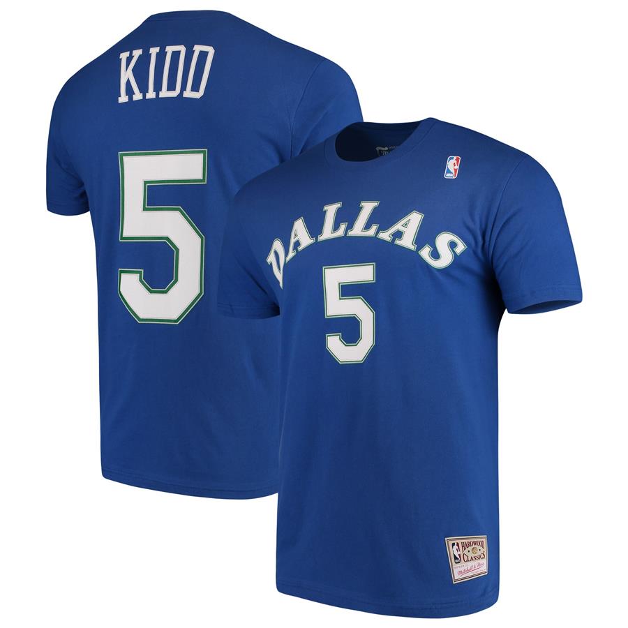 Jason Kidd Dallas Mavericks Mitchell & Ness Hardwood Classics Team Name & Number T-Shirt - Blue