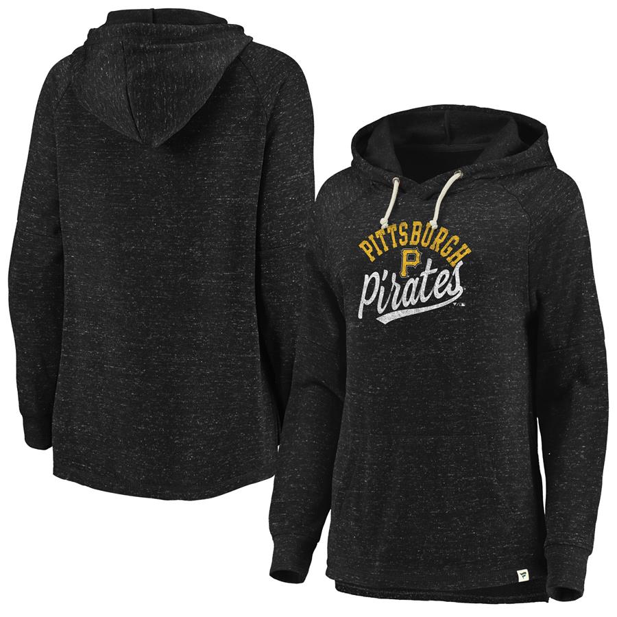 Pittsburgh Pirates Fanatics Branded Women's Faded Script Raglan Pullover Hoodie - Black