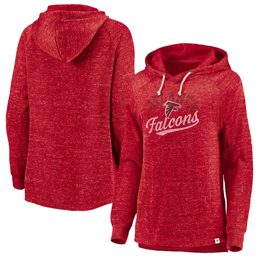 Atlanta Falcons NFL Pro Line by Fanatics Branded Women's Faded Script Raglan Pullover Hoodie - Heathered Red