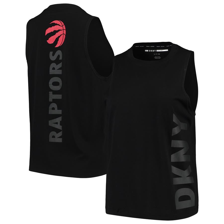Toronto Raptors DKNY Sport Women's Athleisure Olivia Tri-Blend Tank Top - Black