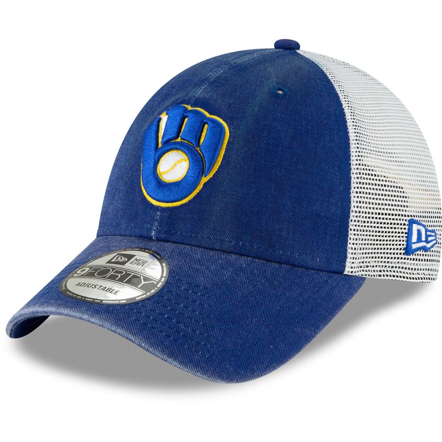 Milwaukee Brewers New Era Cooperstown Collection 1987 Trucker 9FORTY Adjustable Hat - Royal