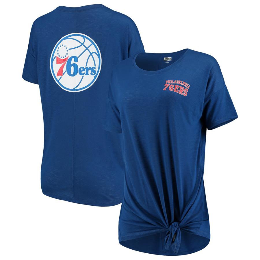 Philadelphia 76ers New Era Women's Side-Tie Slub T-Shirt - Royal