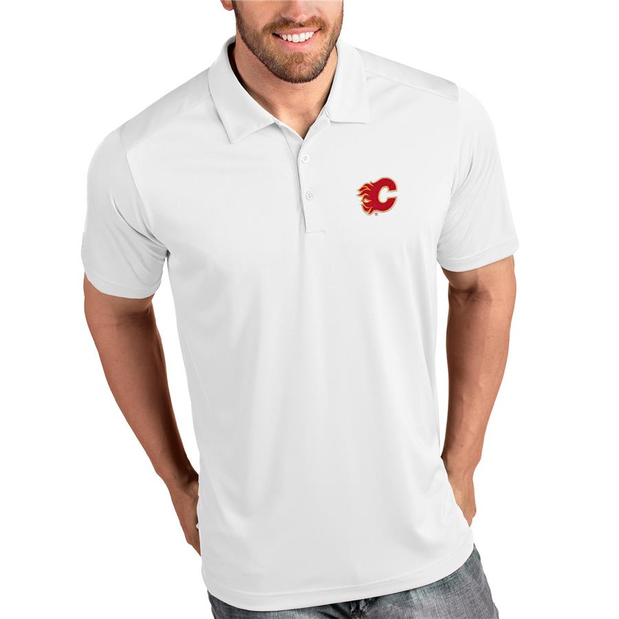 Calgary Flames Antigua Tribute Polo - White