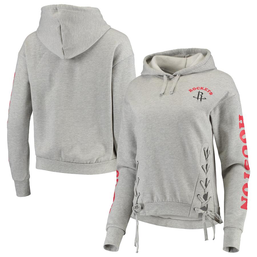 Houston Rockets Junk Food Women's Laces Pullover Hoodie - Heathered Gray