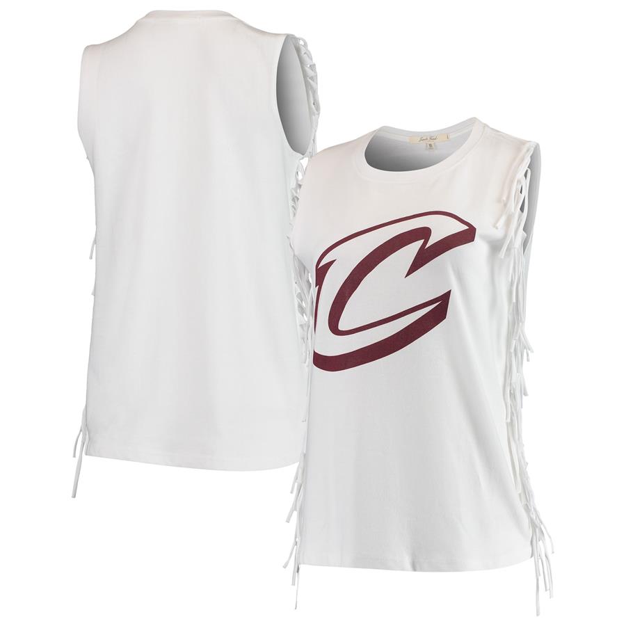 Cleveland Cavaliers Junk Food Women's Fringe Tank Top - White