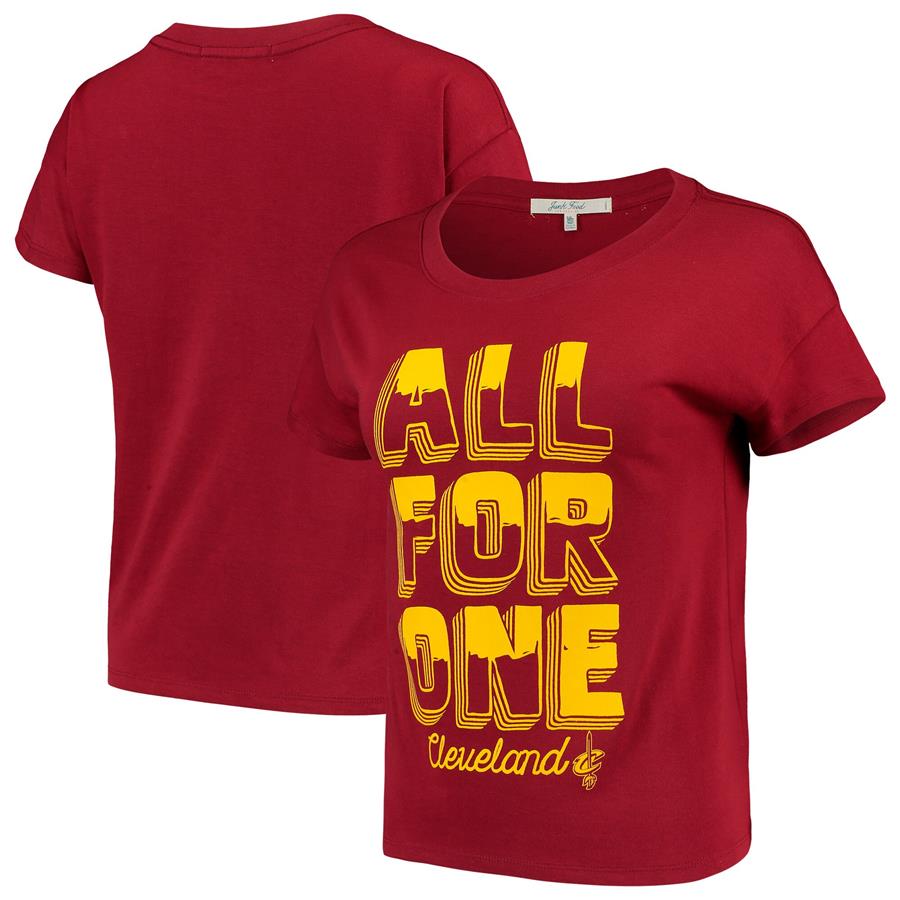 Cleveland Cavaliers Junk Food Women's Boyfriend Crop T-Shirt - Wine