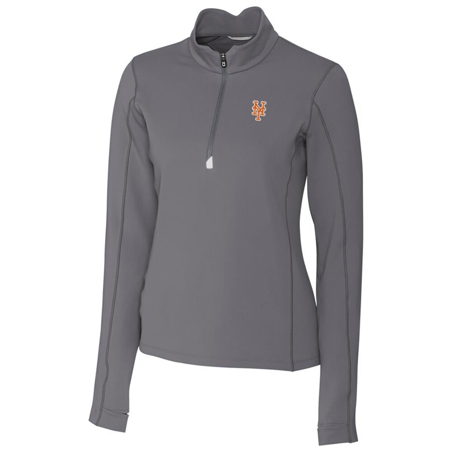 New York Mets Cutter & Buck Women's Traverse Half-Zip Pullover Jacket - Gray