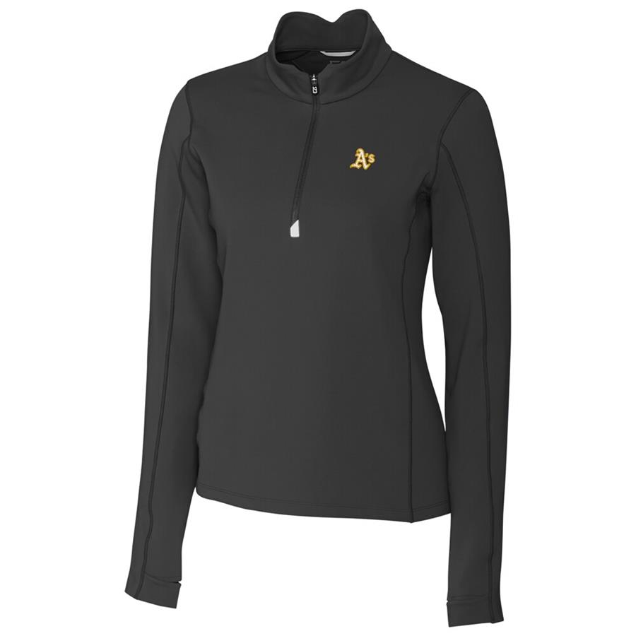 Oakland Athletics Cutter & Buck Women's Traverse Half-Zip Pullover Jacket - Black