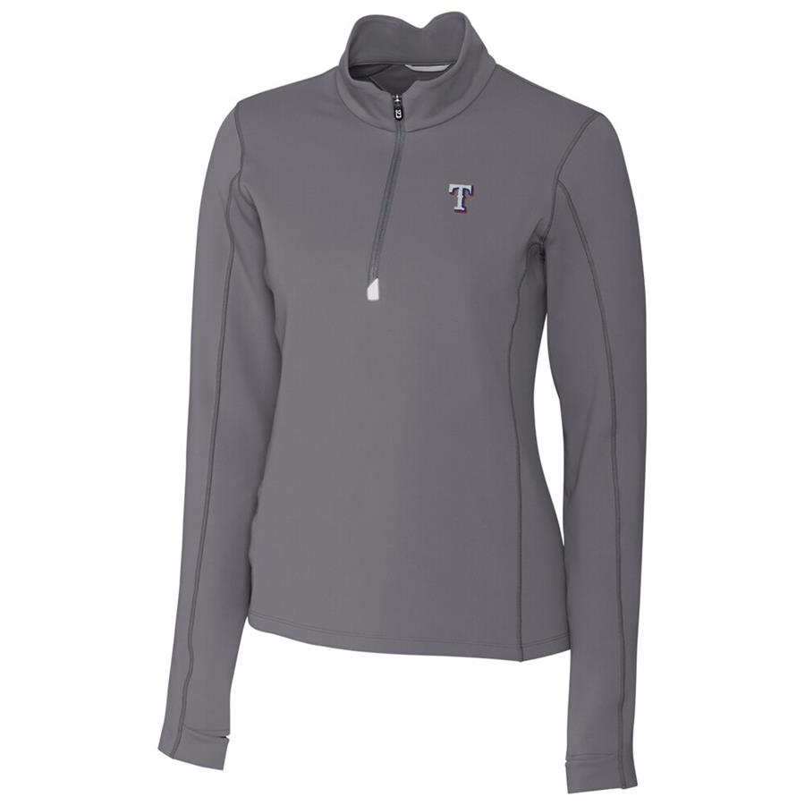 Texas Rangers Cutter & Buck Women's Traverse Half-Zip Pullover Jacket - Gray