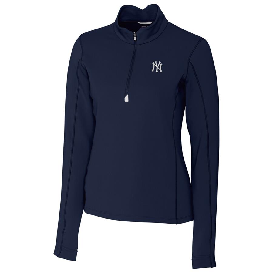 Женская кофта с короткой молнией New York Yankees Cutter & Buck Traverse (тёмно-синий)