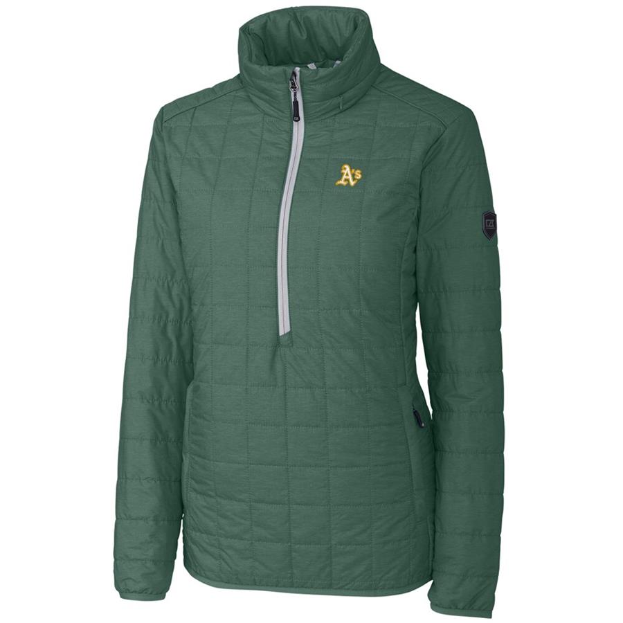 Oakland Athletics Cutter & Buck Women's Rainier Half-Zip Popover Jacket - Green