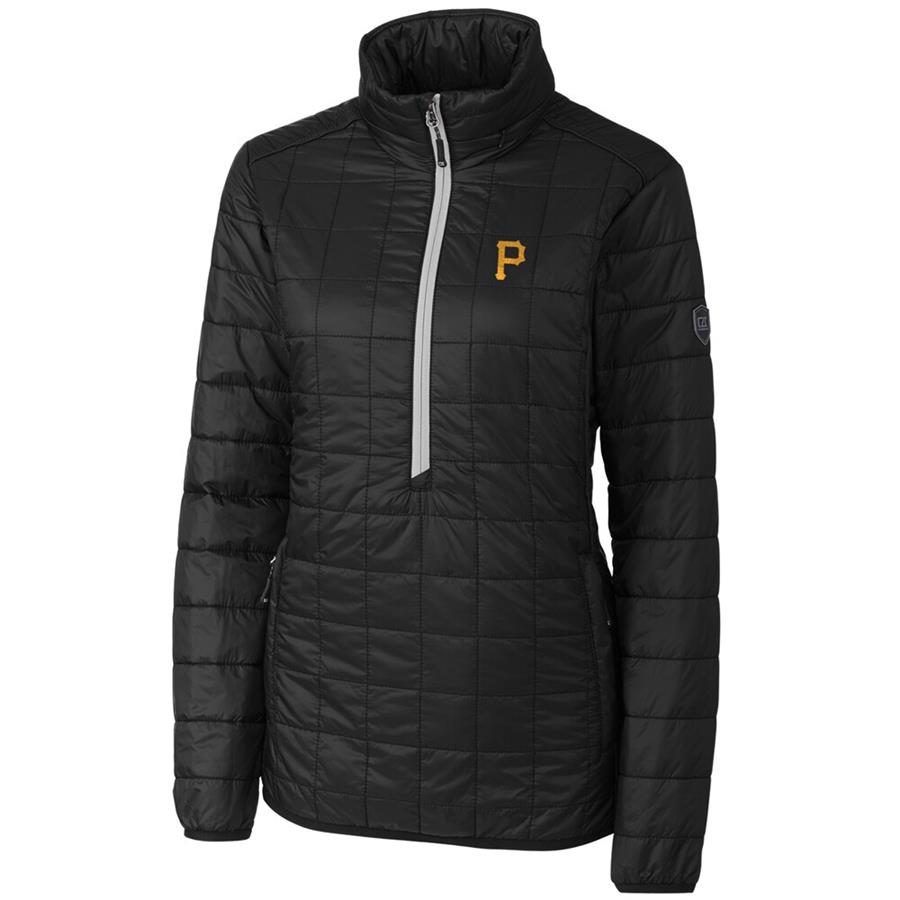 Pittsburgh Pirates Cutter & Buck Women's Rainier Half-Zip Popover Jacket - Black