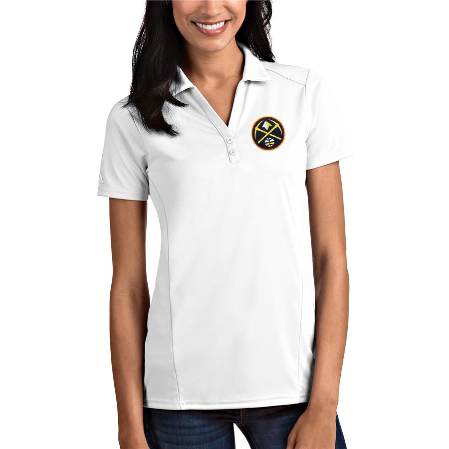 Denver Nuggets Antigua Women's Tribute Polo - White