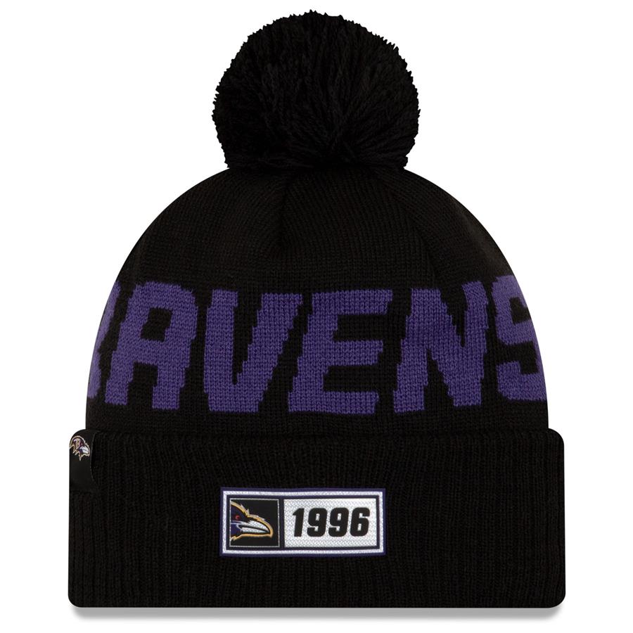 Baltimore Ravens New Era 2019 NFL Sideline Road Official Sport Knit Hat - Black