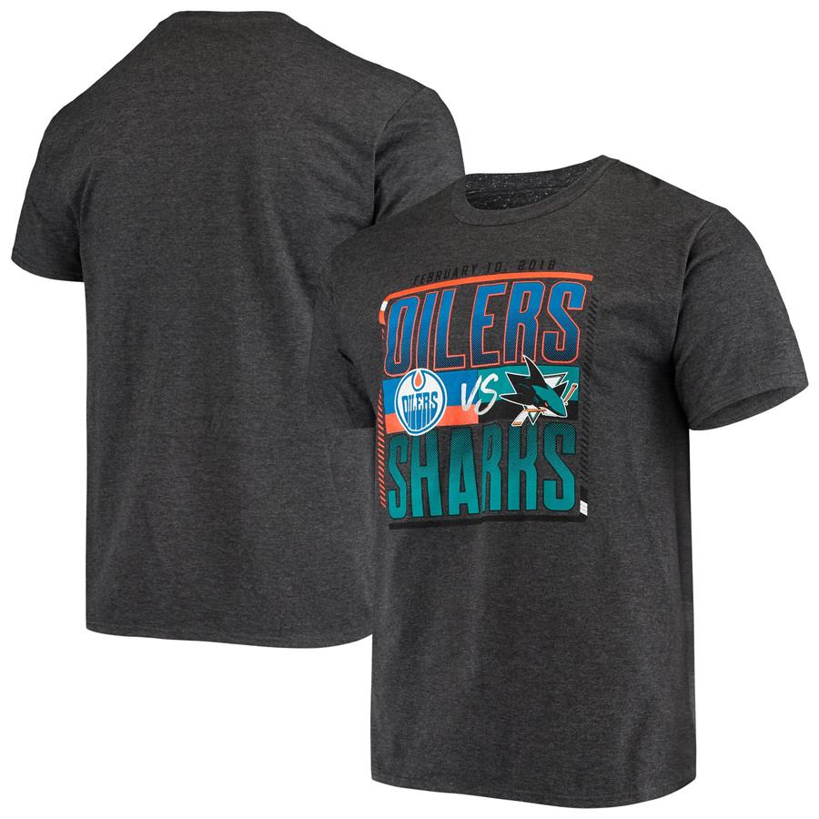 Edmonton Oilers vs. San Jose Sharks Fanatics Branded Matchup T-Shirt - Heathered Gray