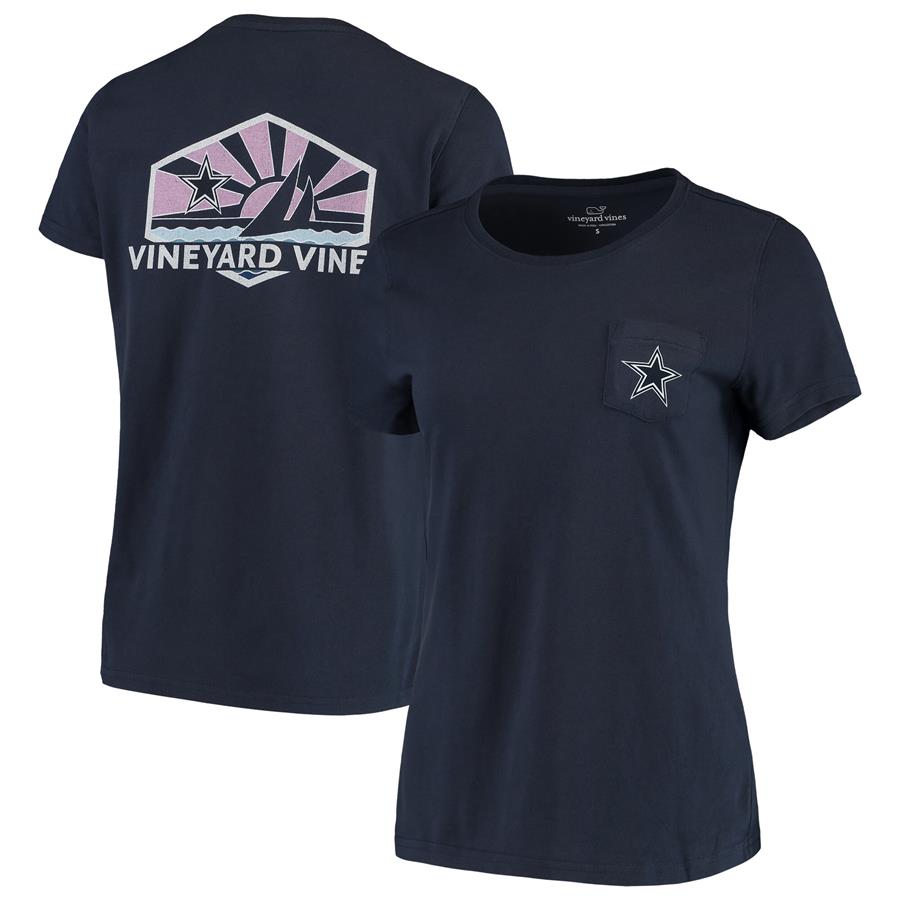 Dallas Cowboys Vineyard Vines Women's Sunset Sail T-Shirt - Navy