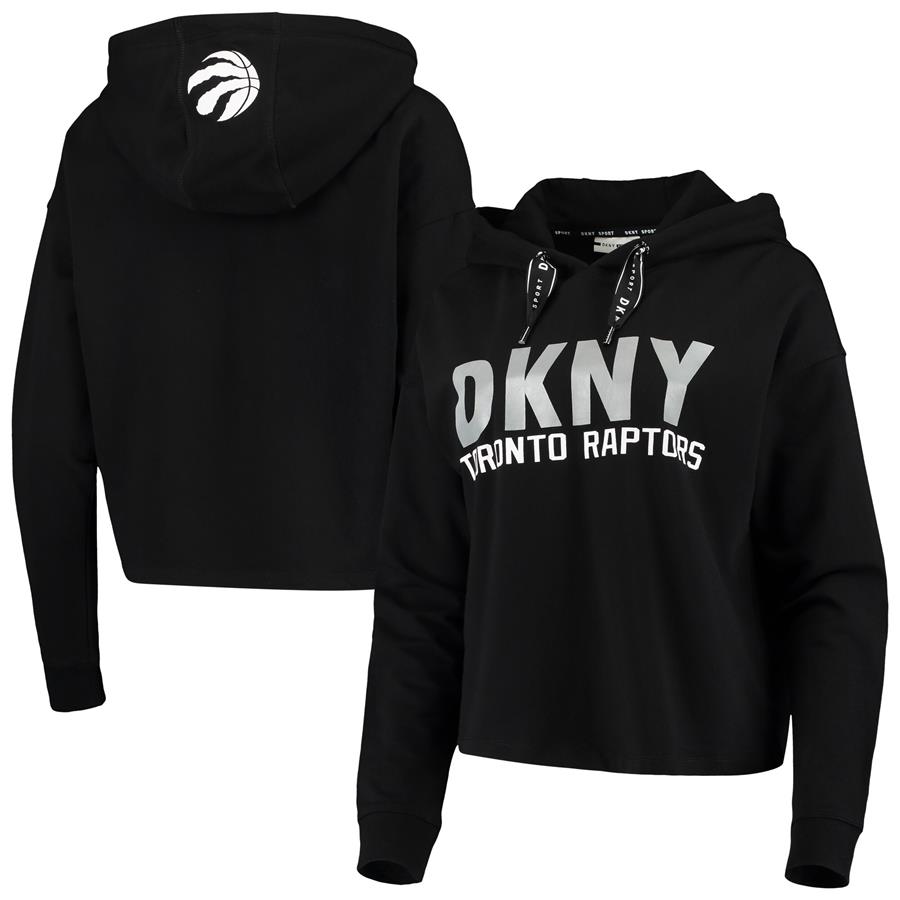 Toronto Raptors DKNY Sport Women's Maddie Cropped Hoodie - Black