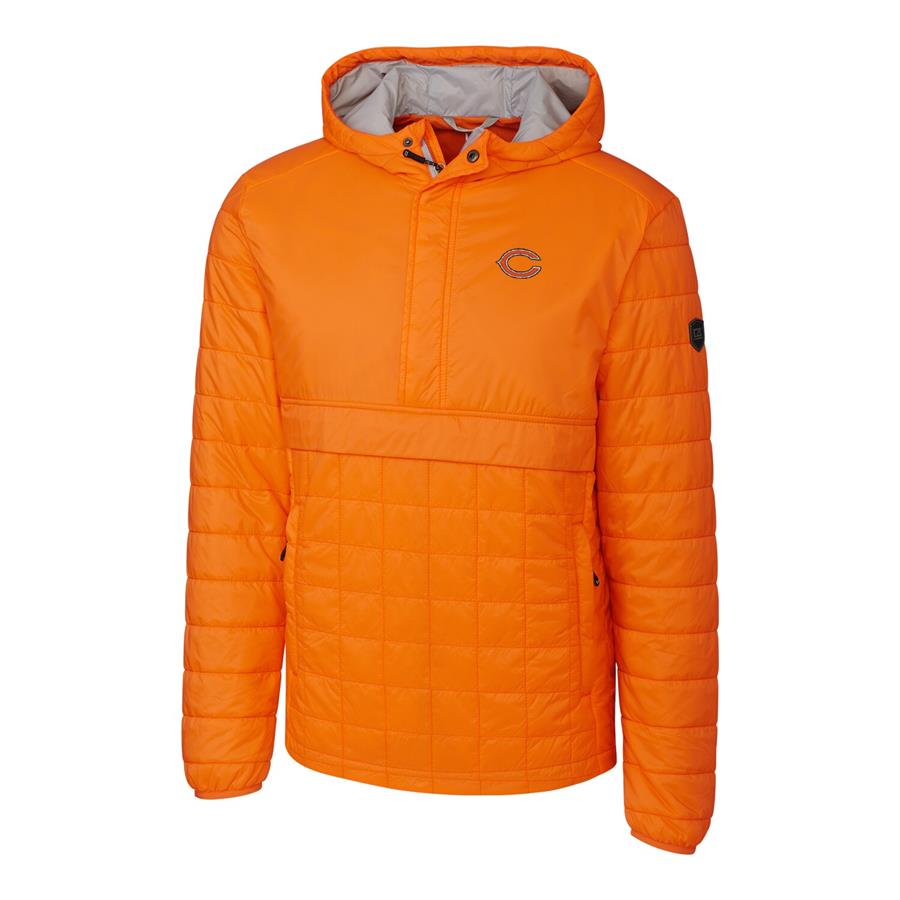Chicago Bears Cutter & Buck Rainier Hooded Half-Zip Pullover Jacket - Orange