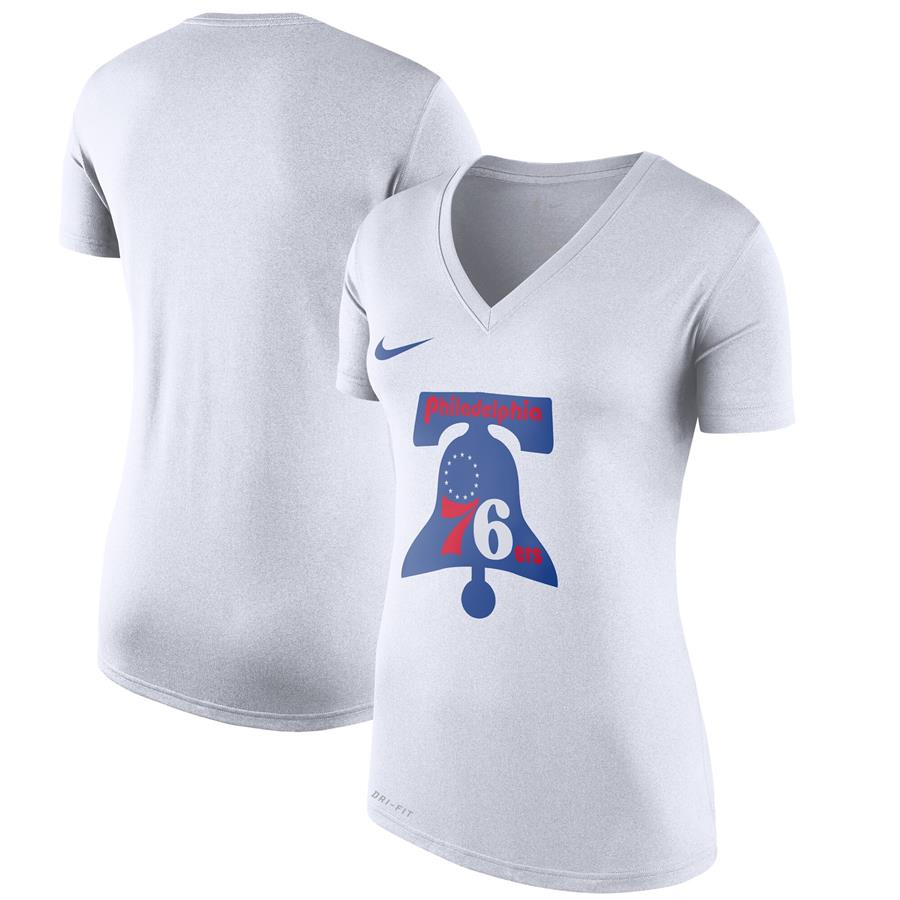 Philadelphia 76ers Nike Women's Hardwood Classics Performance V-Neck T-Shirt - White