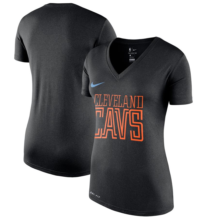 Cleveland Cavaliers Nike Women's Hardwood Classics Performance V-Neck T-Shirt - Black