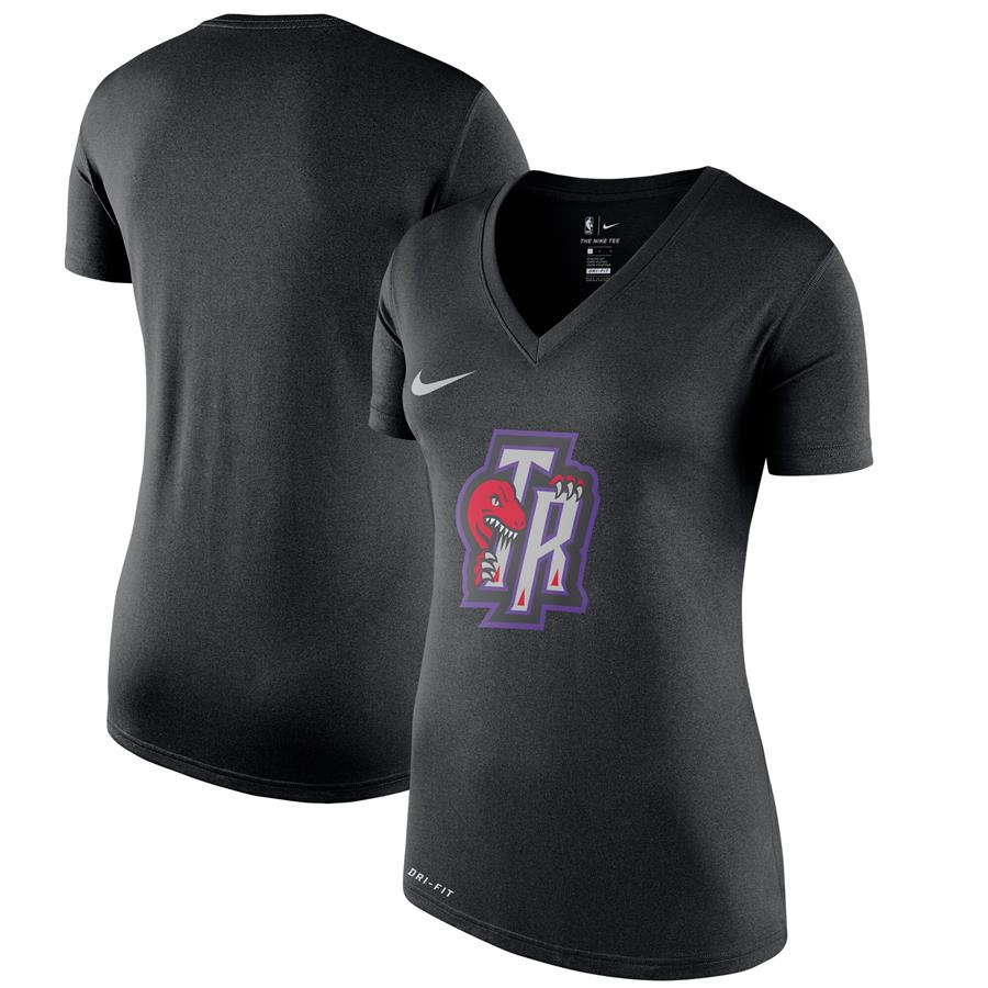 Toronto Raptors Nike Women's Hardwood Classics Performance V-Neck T-Shirt - Black
