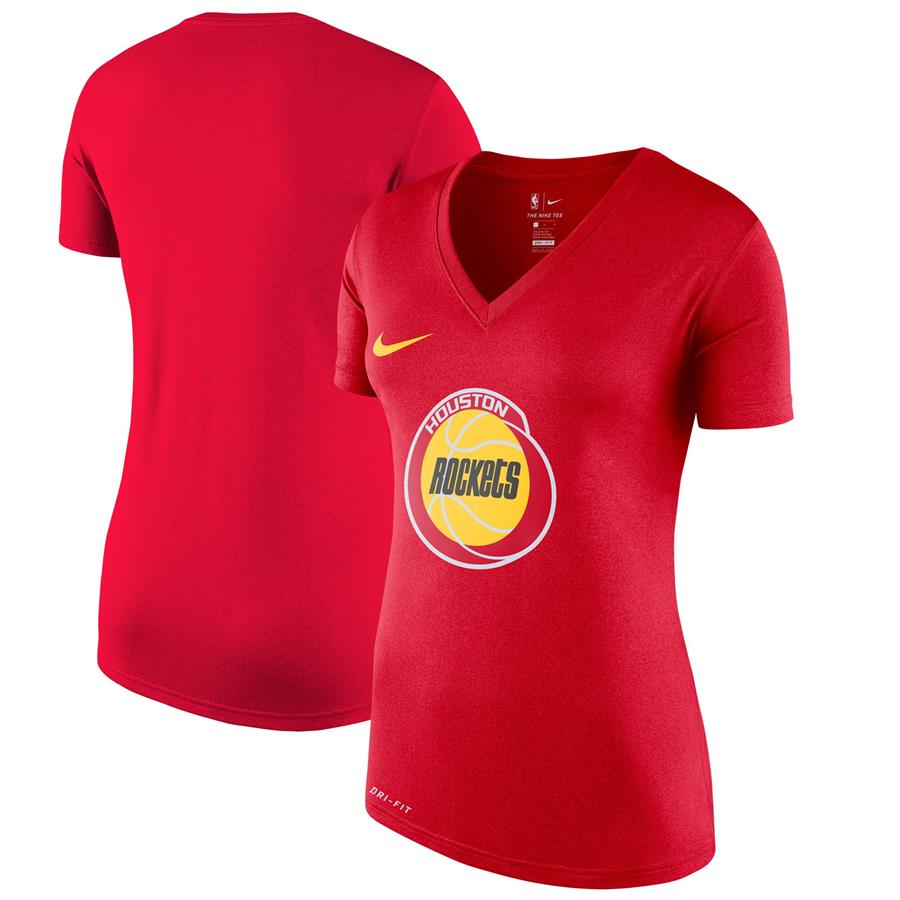 Houston Rockets Nike Women's Hardwood Classics Performance V-Neck T-Shirt - Red