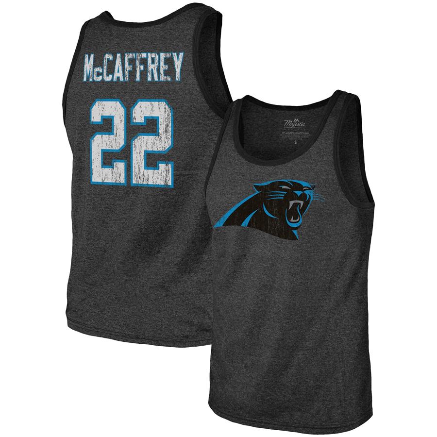 Christian McCaffrey Carolina Panthers Fanatics Branded Name & Number Tri-Blend Tank Top - Black